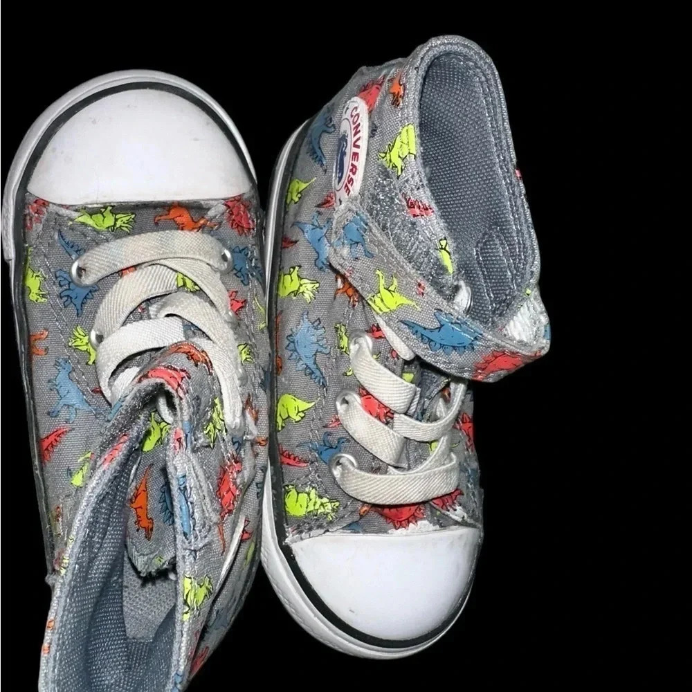CONVERSE KIDS DINOVERSE DINOSAUR PRINT IV HI SNEAKERS SHOES size 7 - Picture 8 of 10